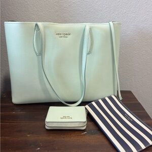 Kate Spade Light Green Tote with Wallet